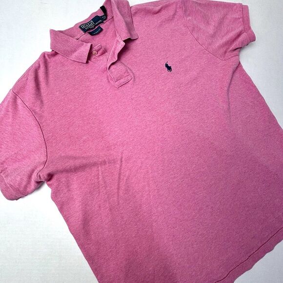 Polo Ralph Lauren Polo‎ Shirt Custom Fit Mens Large Pink Short Sleeve Pony EUC - Picture 1 of 7